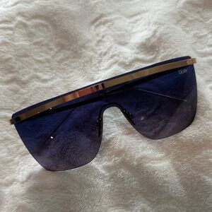 Quay Oversized Shield Sunglasses in Deep Blue